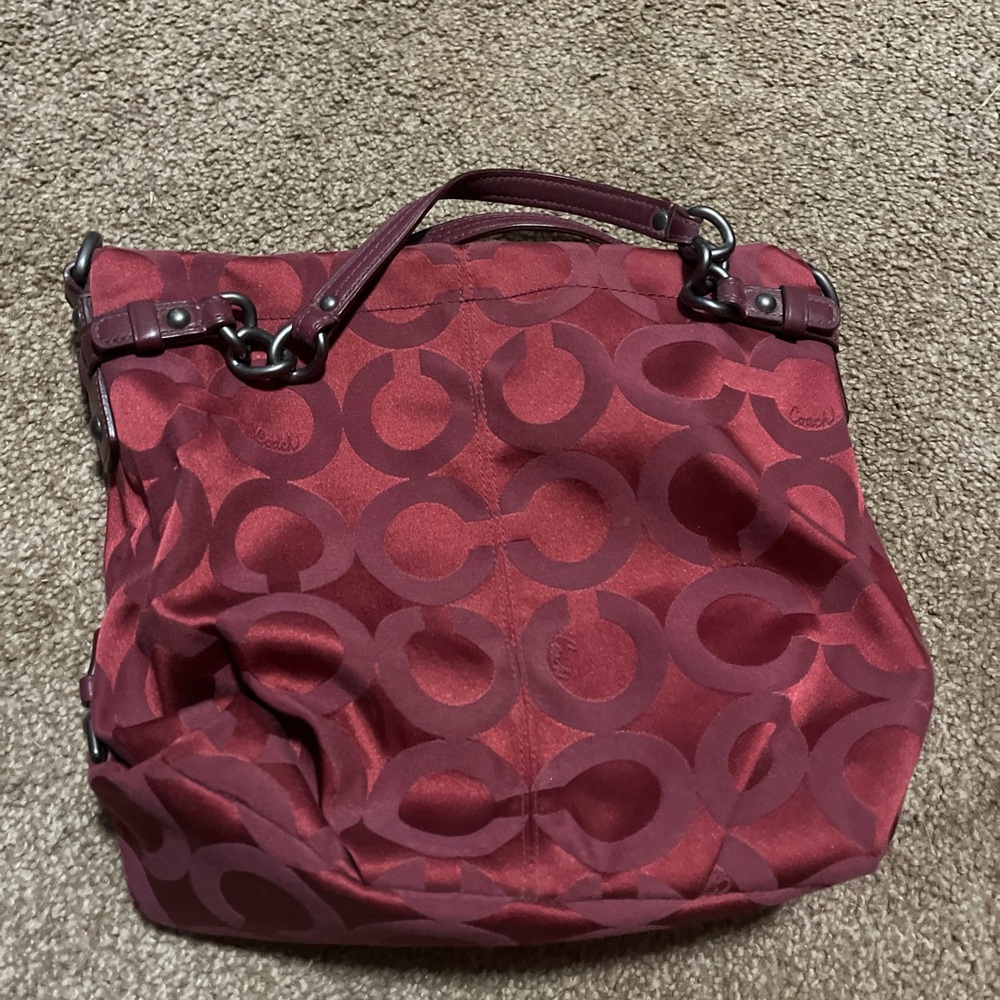 Coach Burgundy Patterned Shoulder Bag